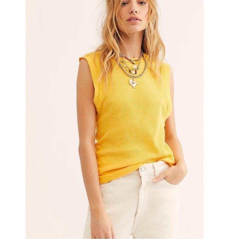 Free People We The Free Georgie Golden Yellow Muscle Tank Top Size Small